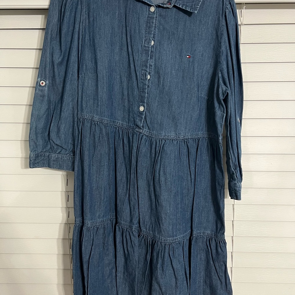Tommy Hilfiger Blue Denim Tiered Dress
